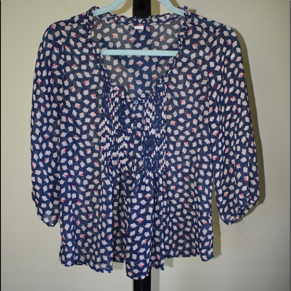 Faux button sheer blouse